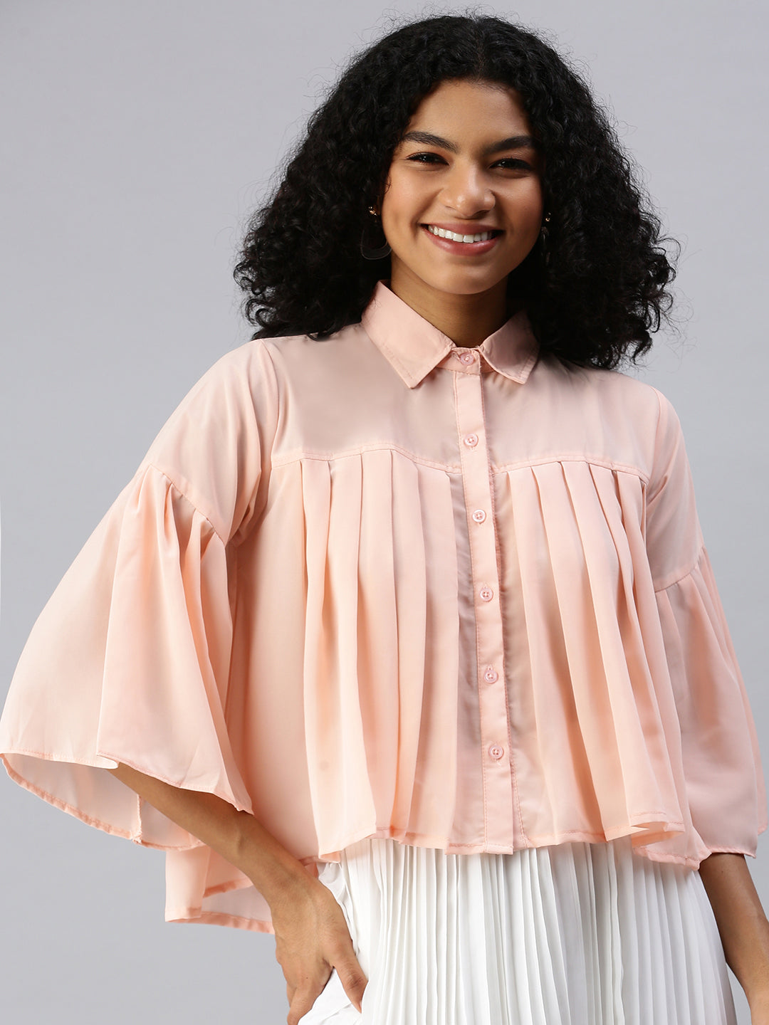 Women's Peach Solid Top