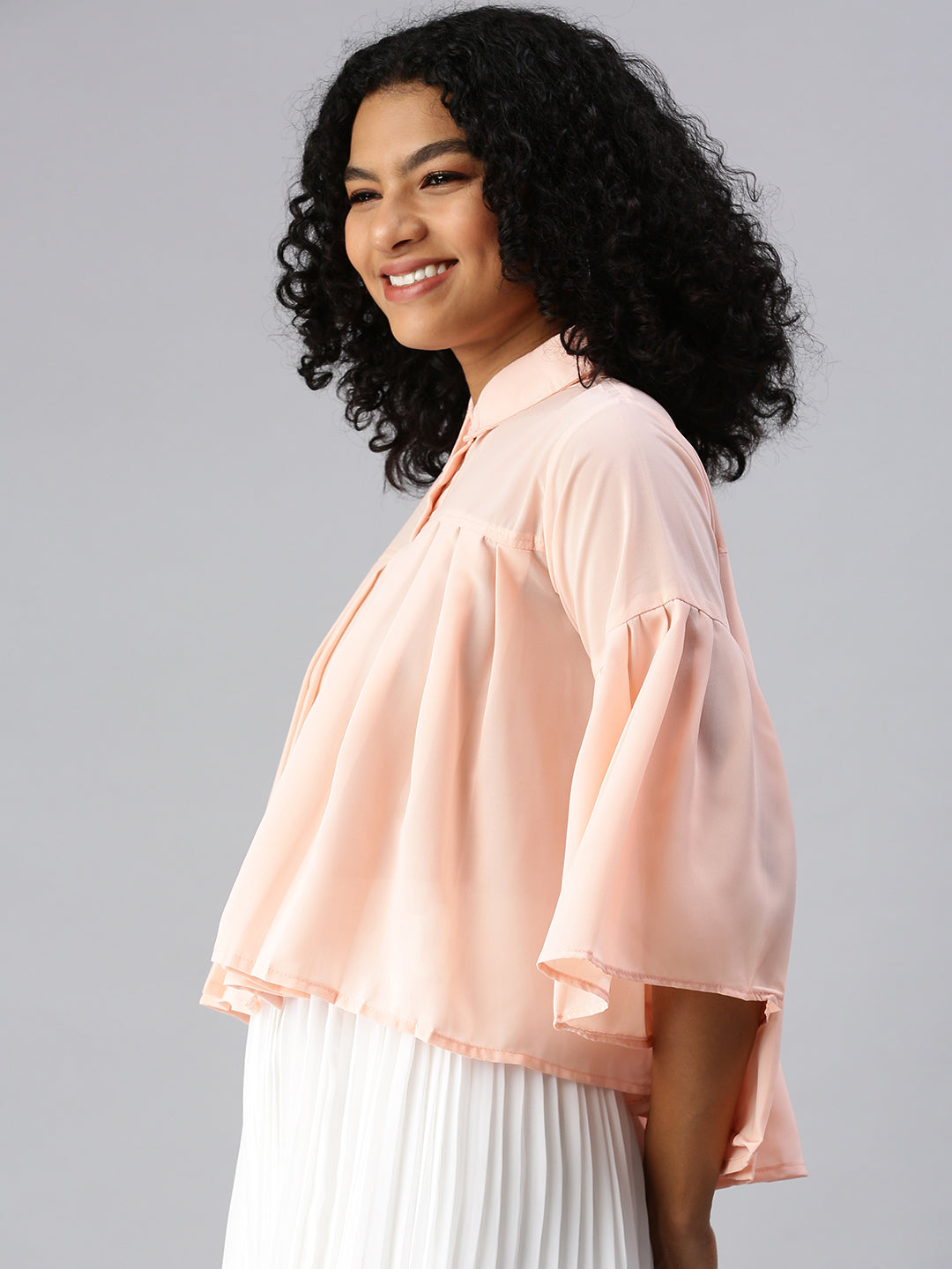 Women's Peach Solid Top