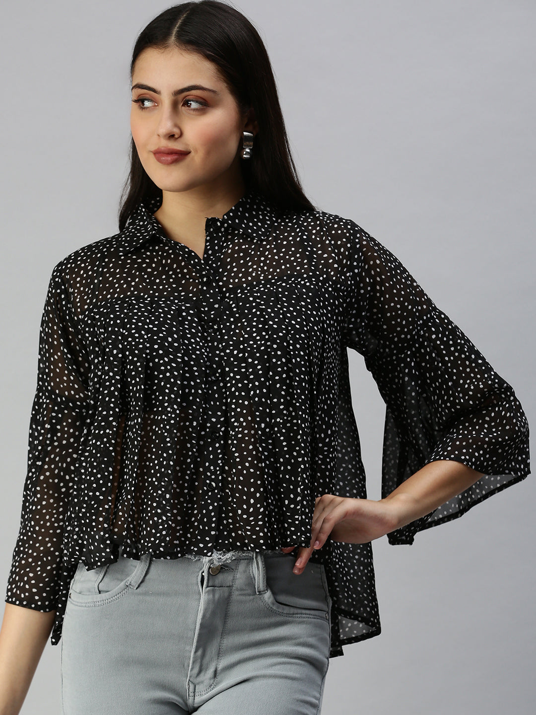 Women's Black Polka Dots Top