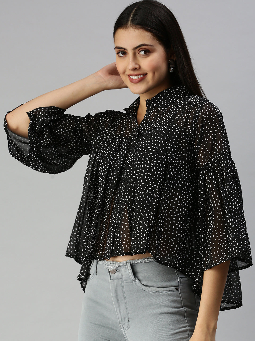 Women's Black Polka Dots Top