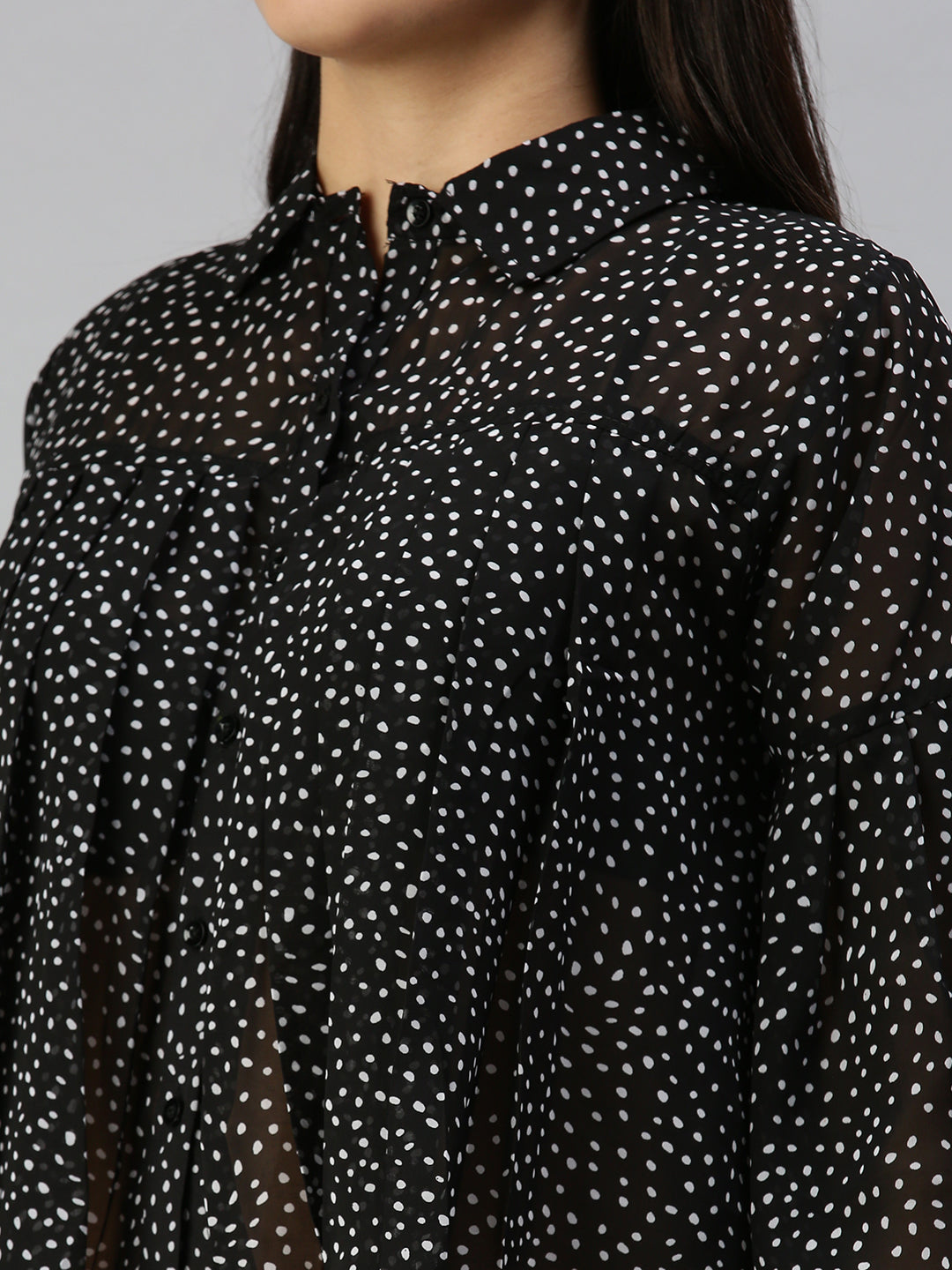 Women's Black Polka Dots Top