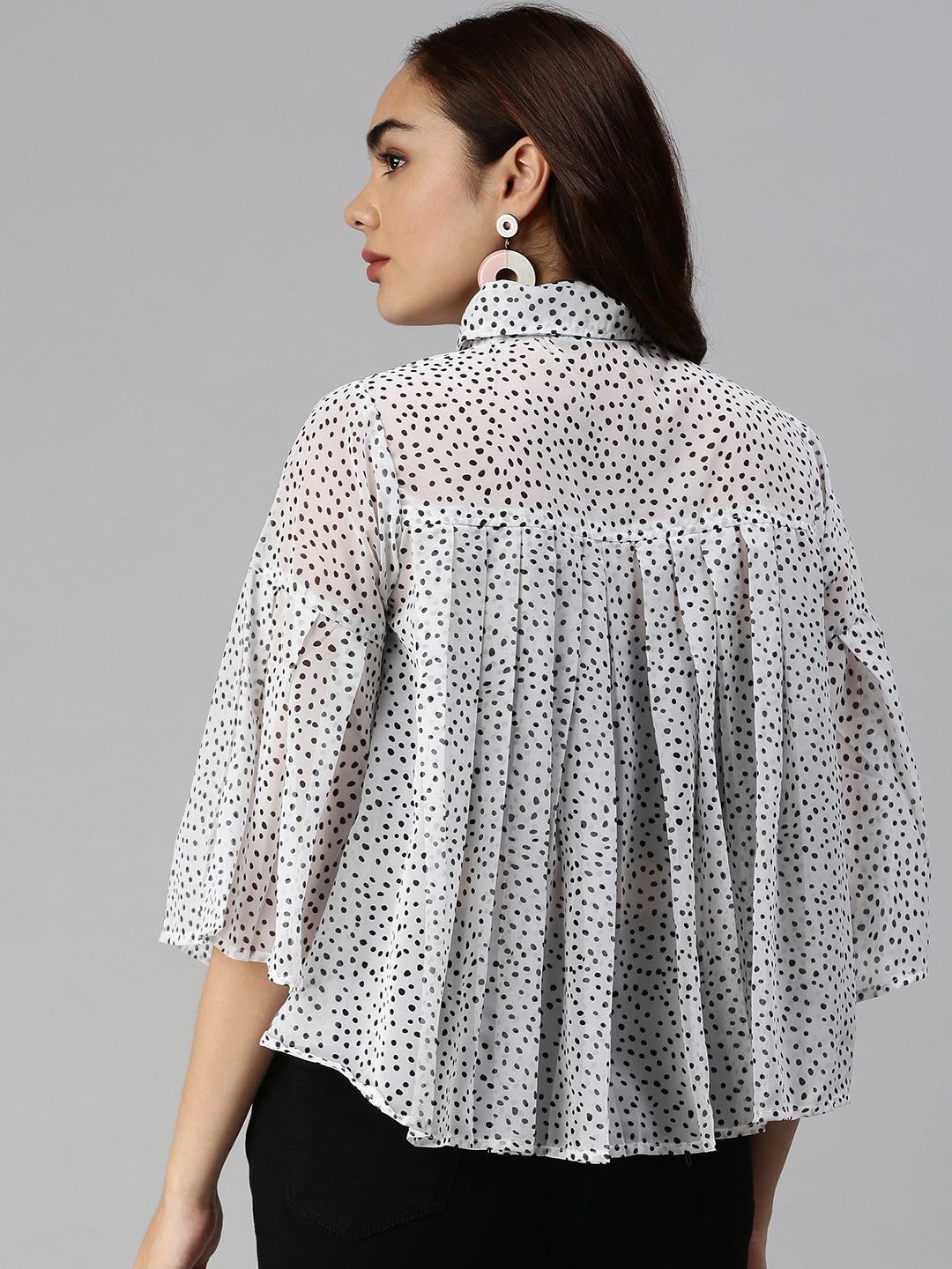 Women White Self Design A-Line Top