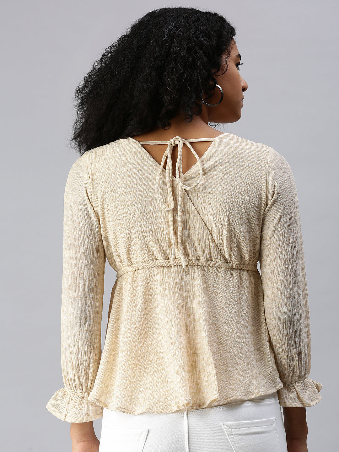 Women's Long Champagne Shimmer Top