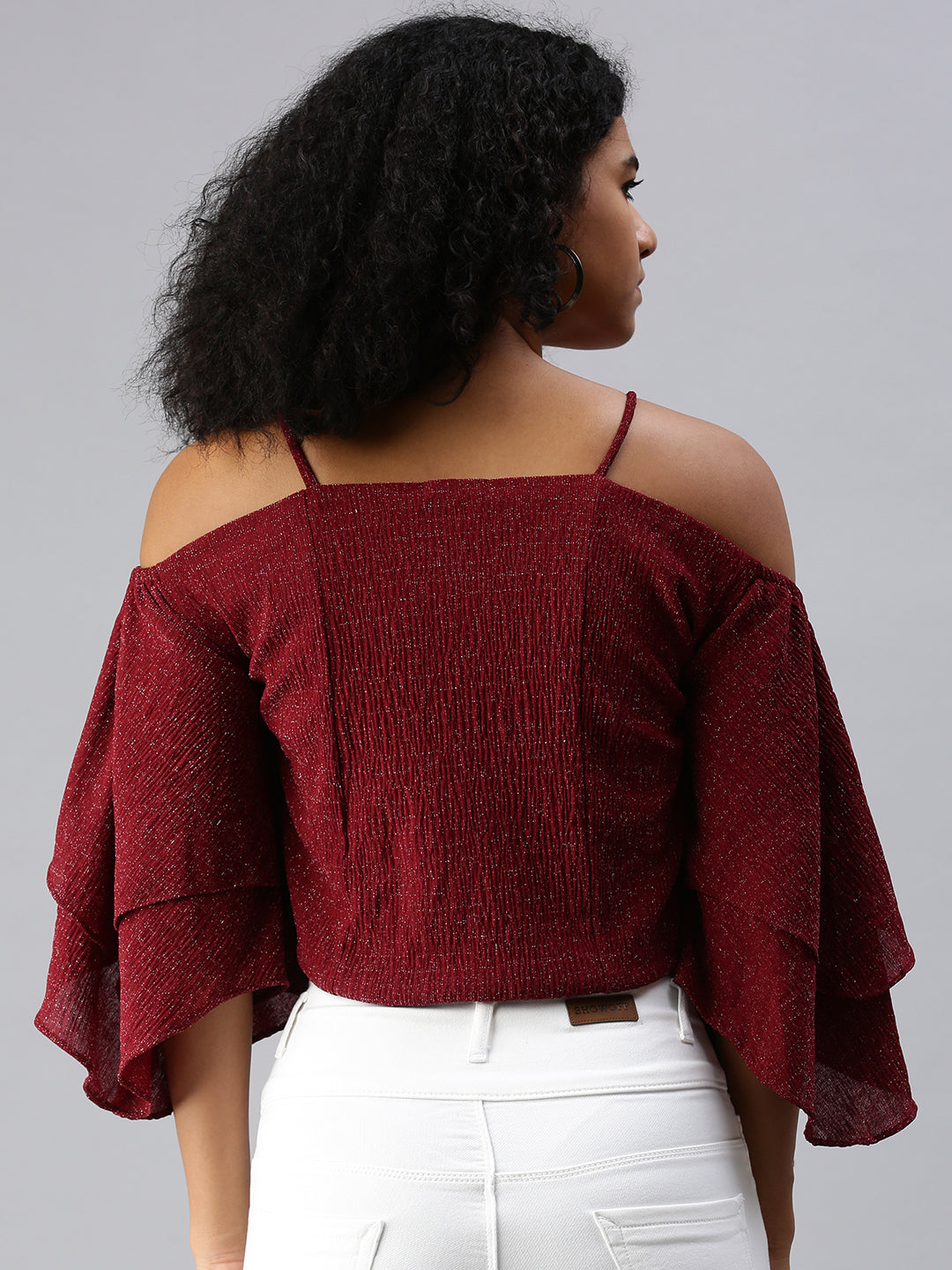 Women's Maroon Solid Top