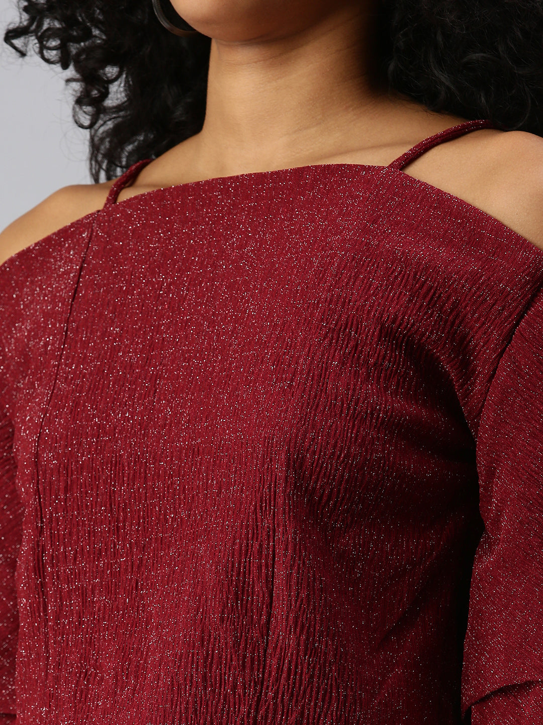 Women's Maroon Solid Top