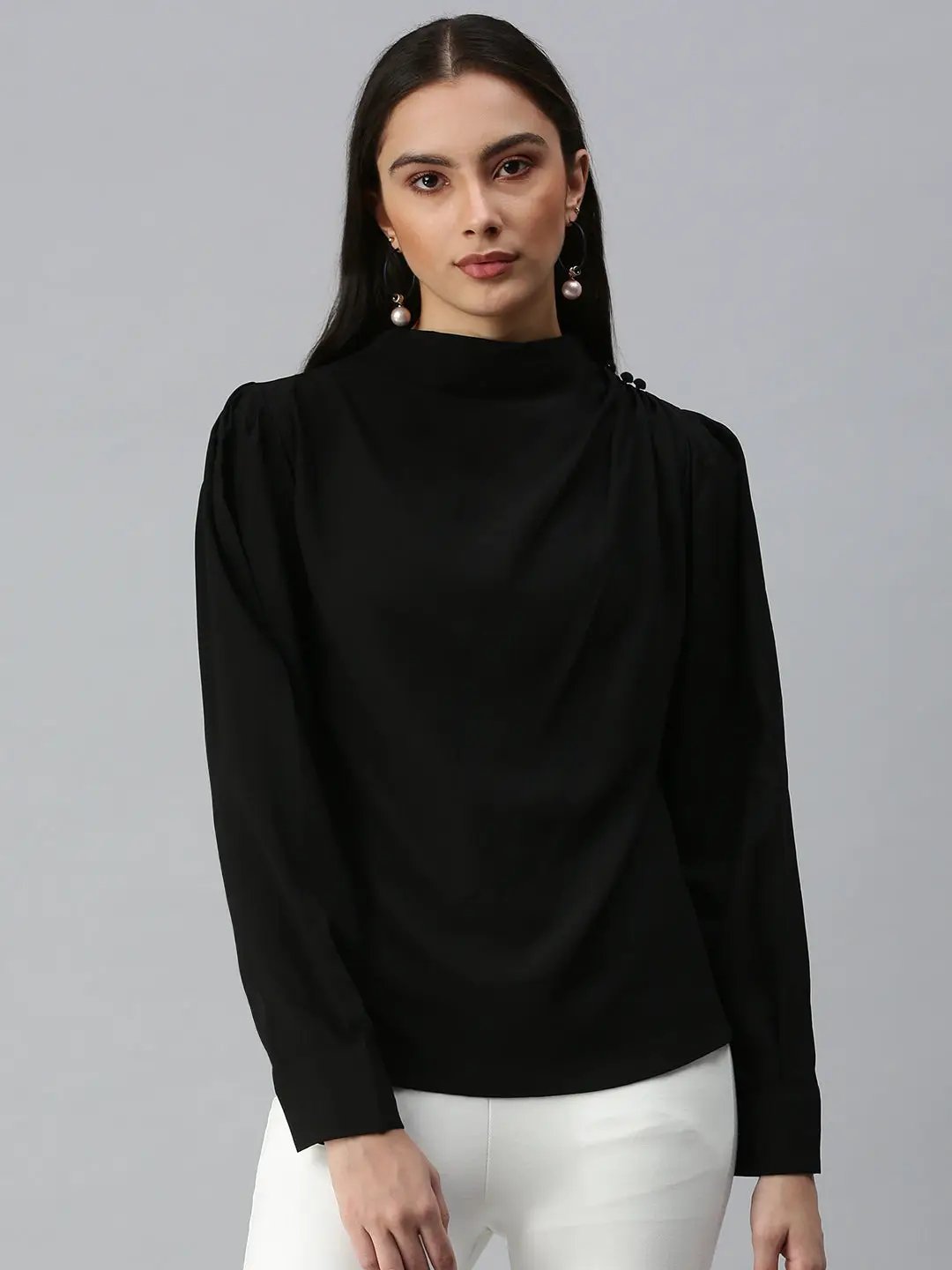 Women's Black Solid Top