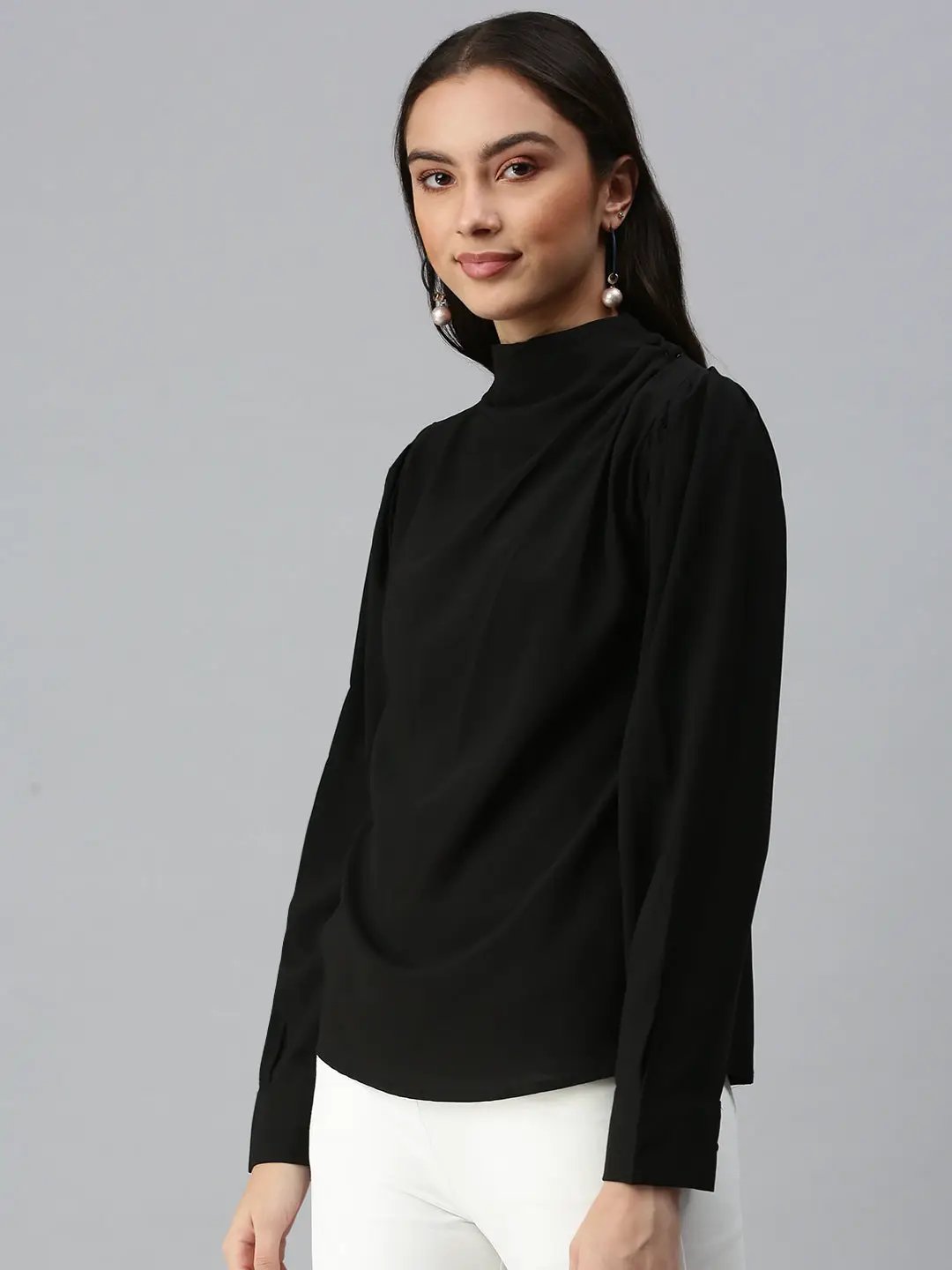 Women's Black Solid Top