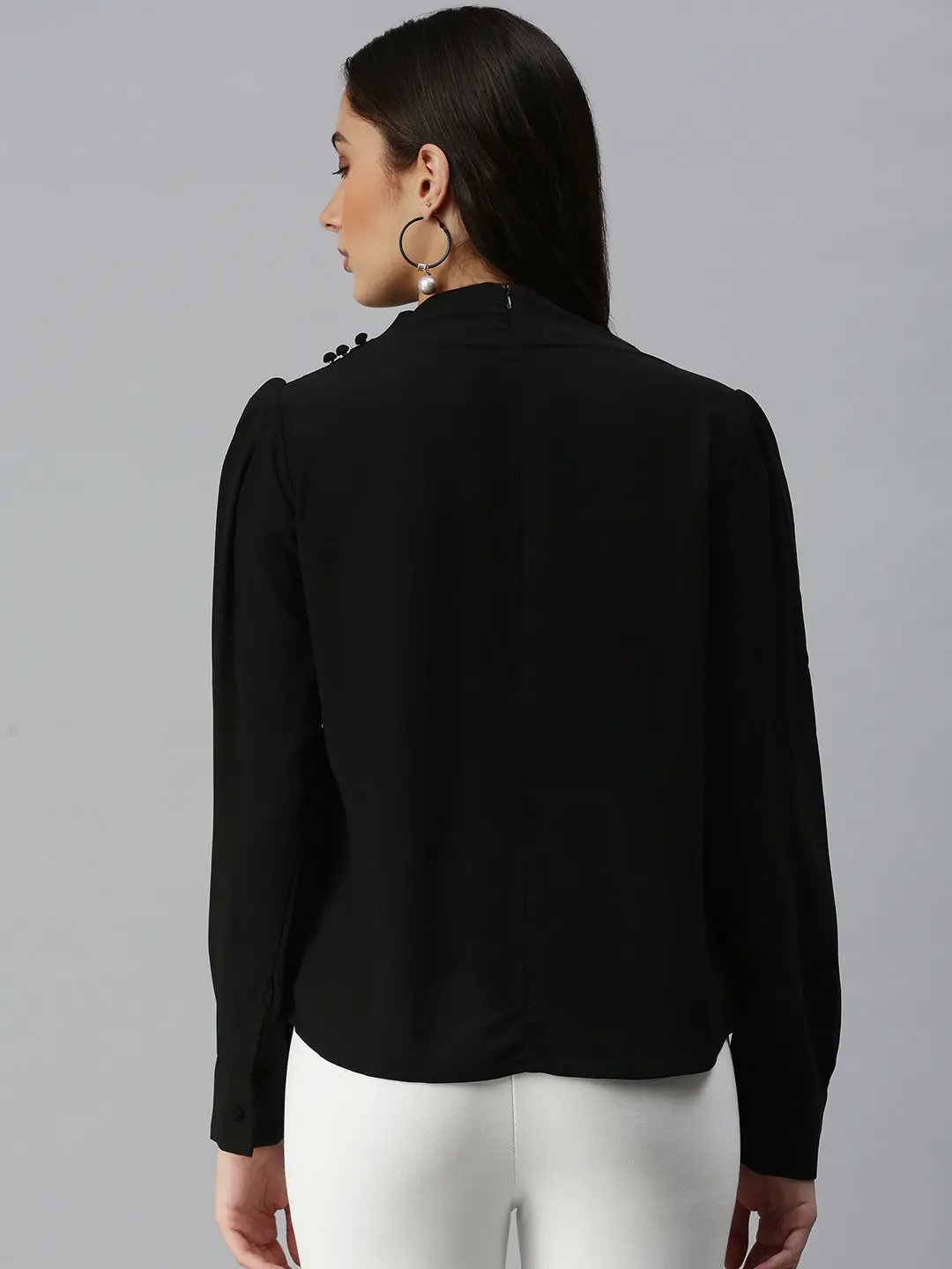 Women's Black Solid Top