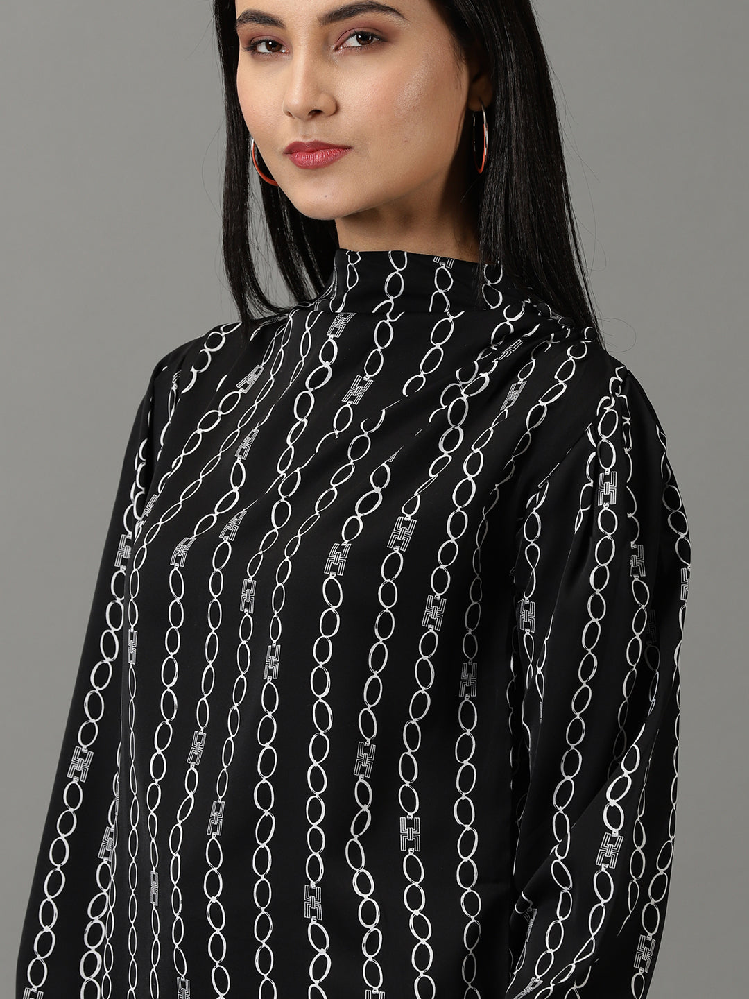 Women's Black Printed Top