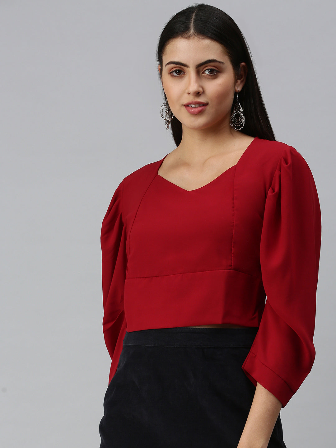 Women's Solid Maroon Top