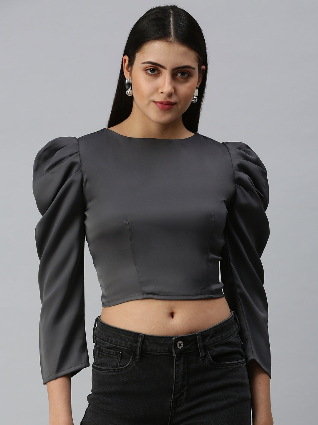 Women's Solid Grey Top