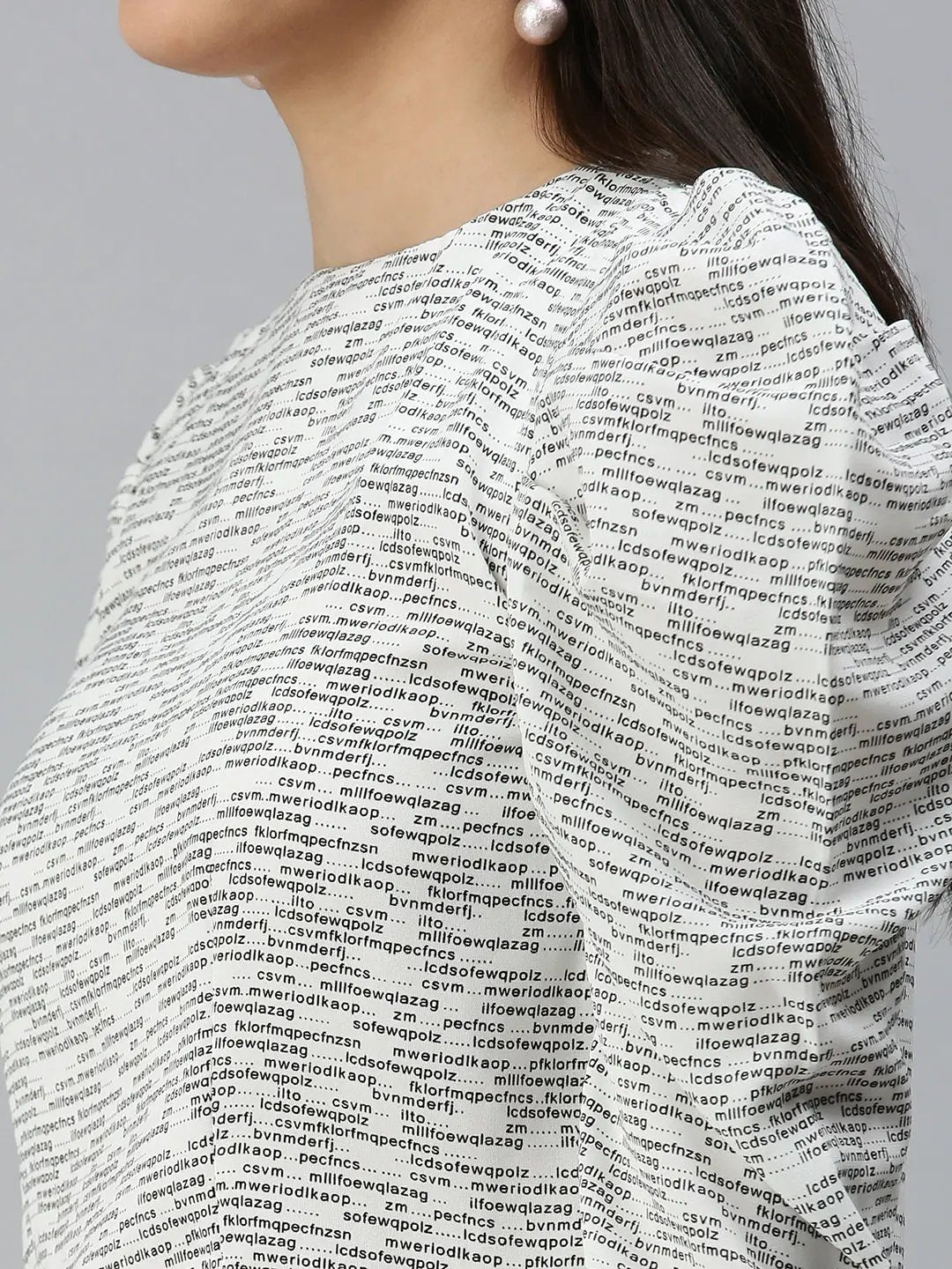 Women's White Printed Crop Fitted Top