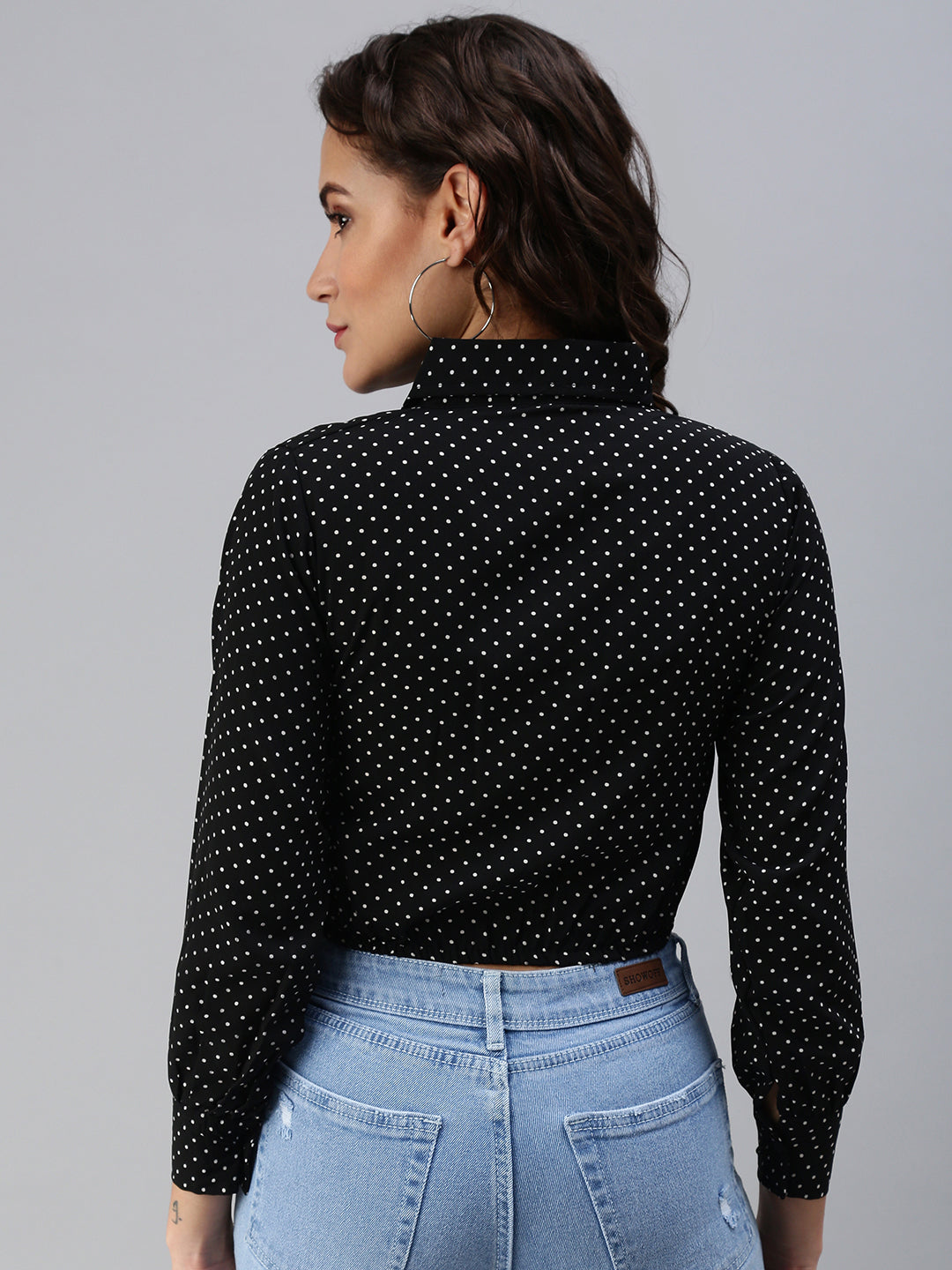 Women's Black Polka Dots Crop Top