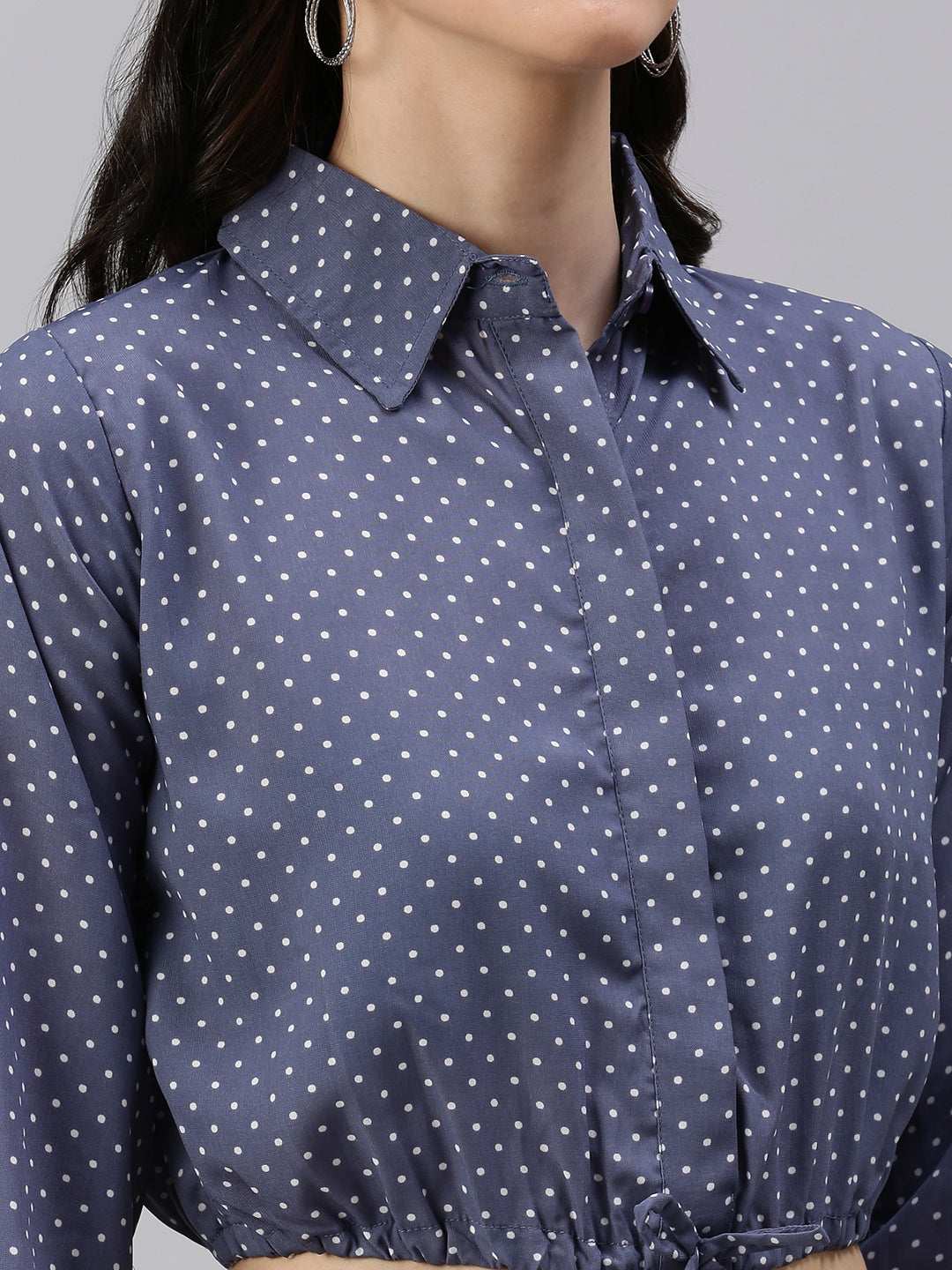 Women's Blue Polka Dots Crop Top