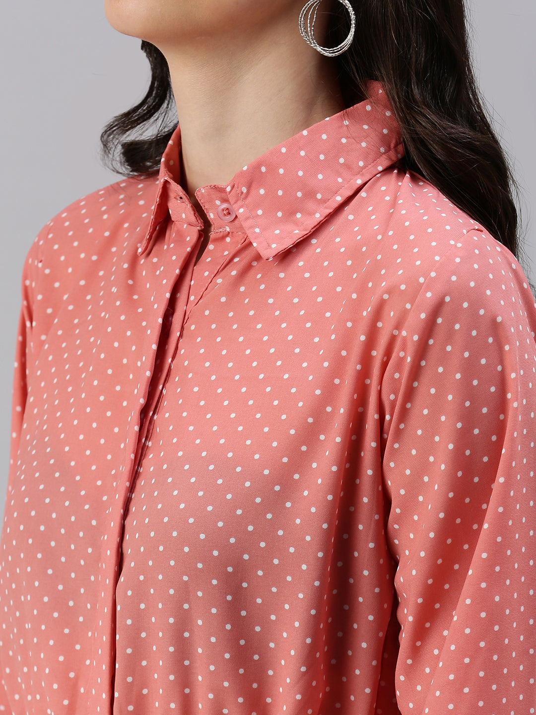 Women's Peach Polka Dots Crop Top