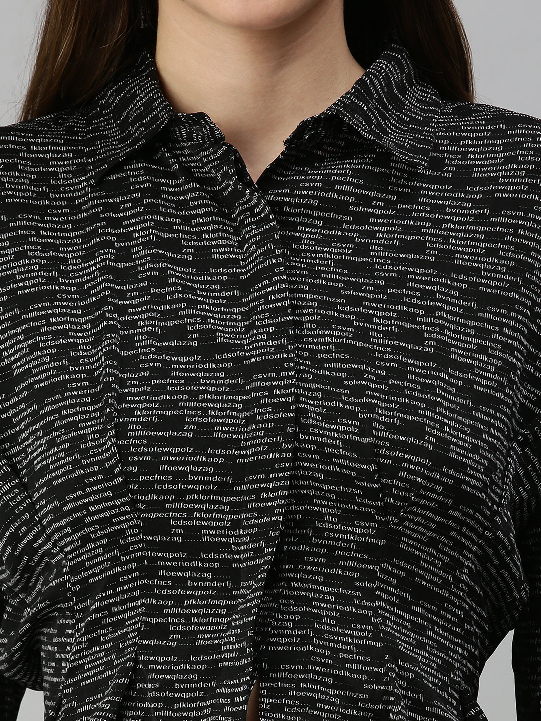 Women's Black Print Styled Back Crop Top