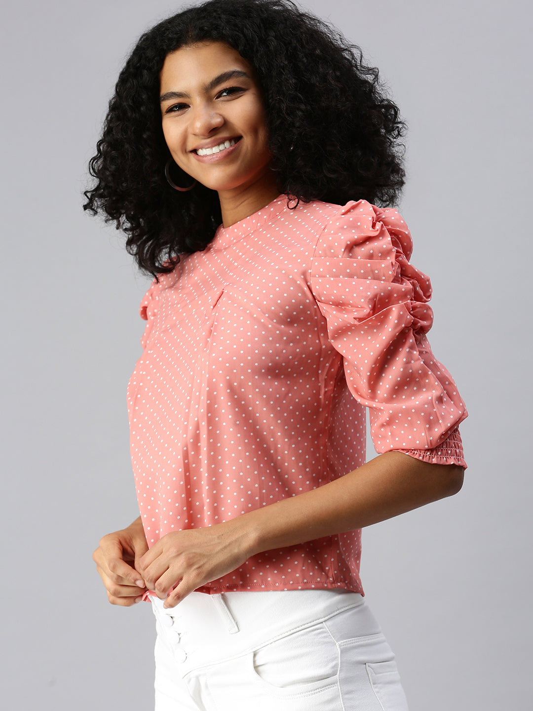 Women Peach Printed Boxy Top