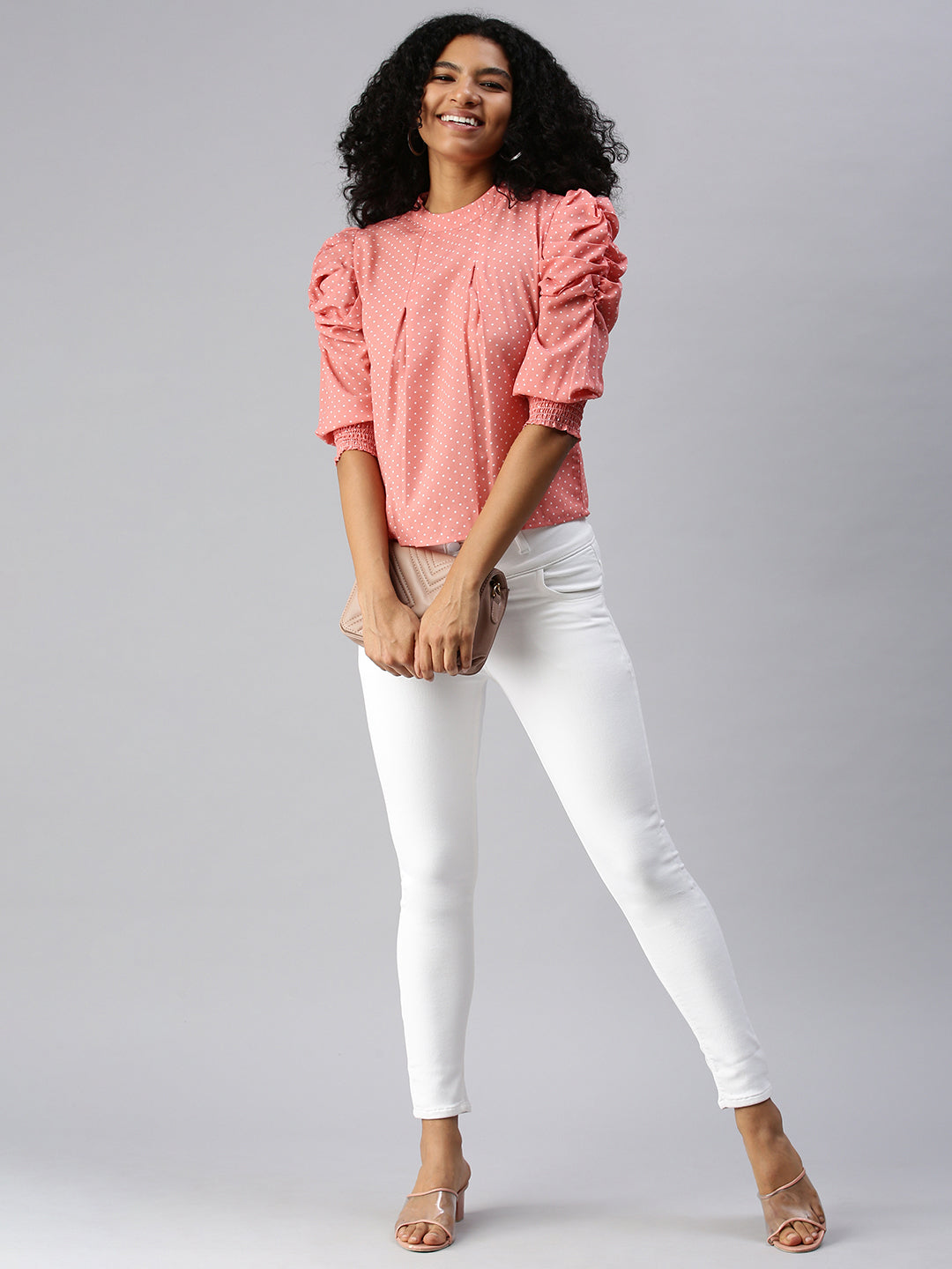 Women Peach Printed Boxy Top