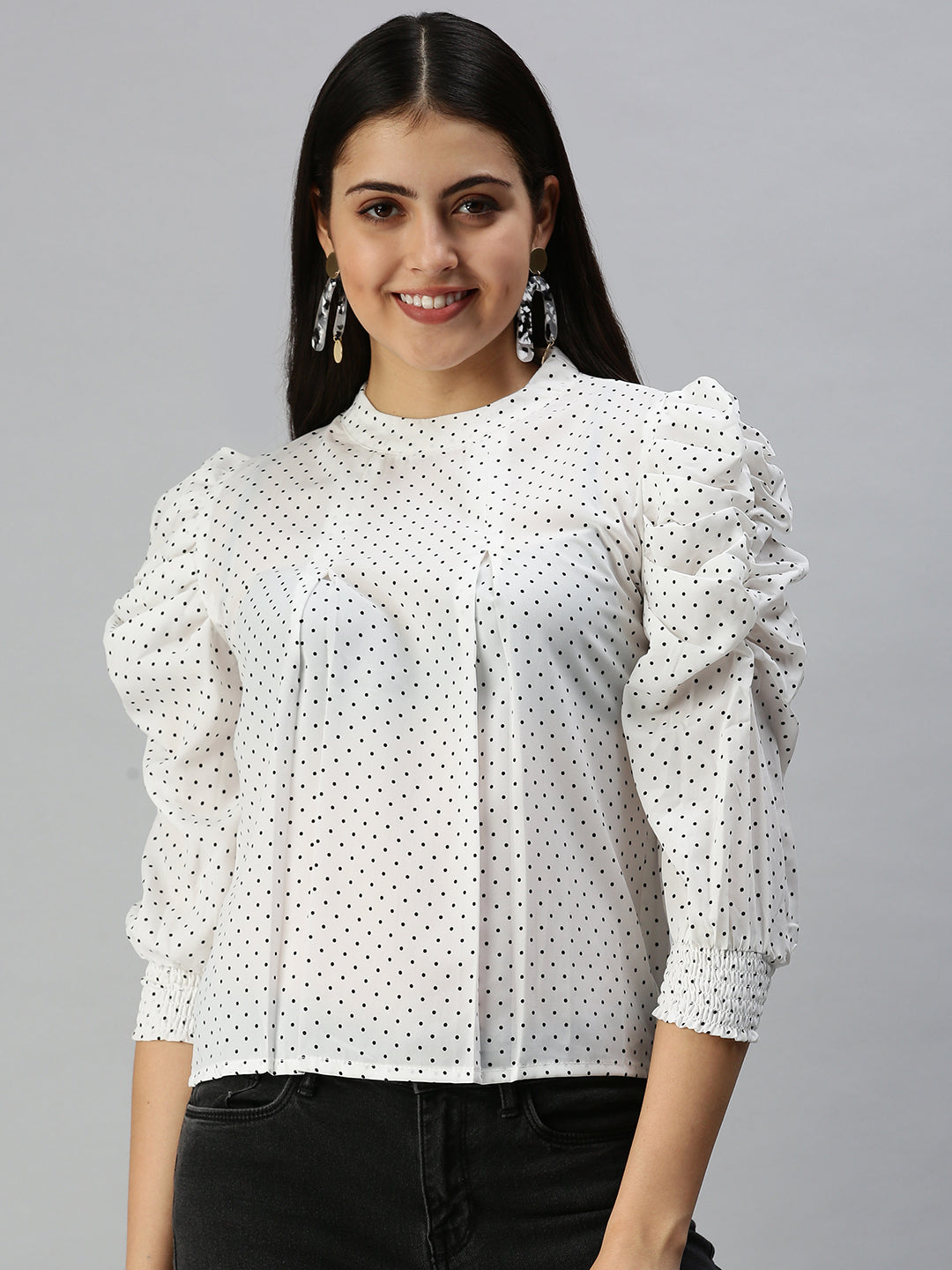 Women White Printed Boxy Top