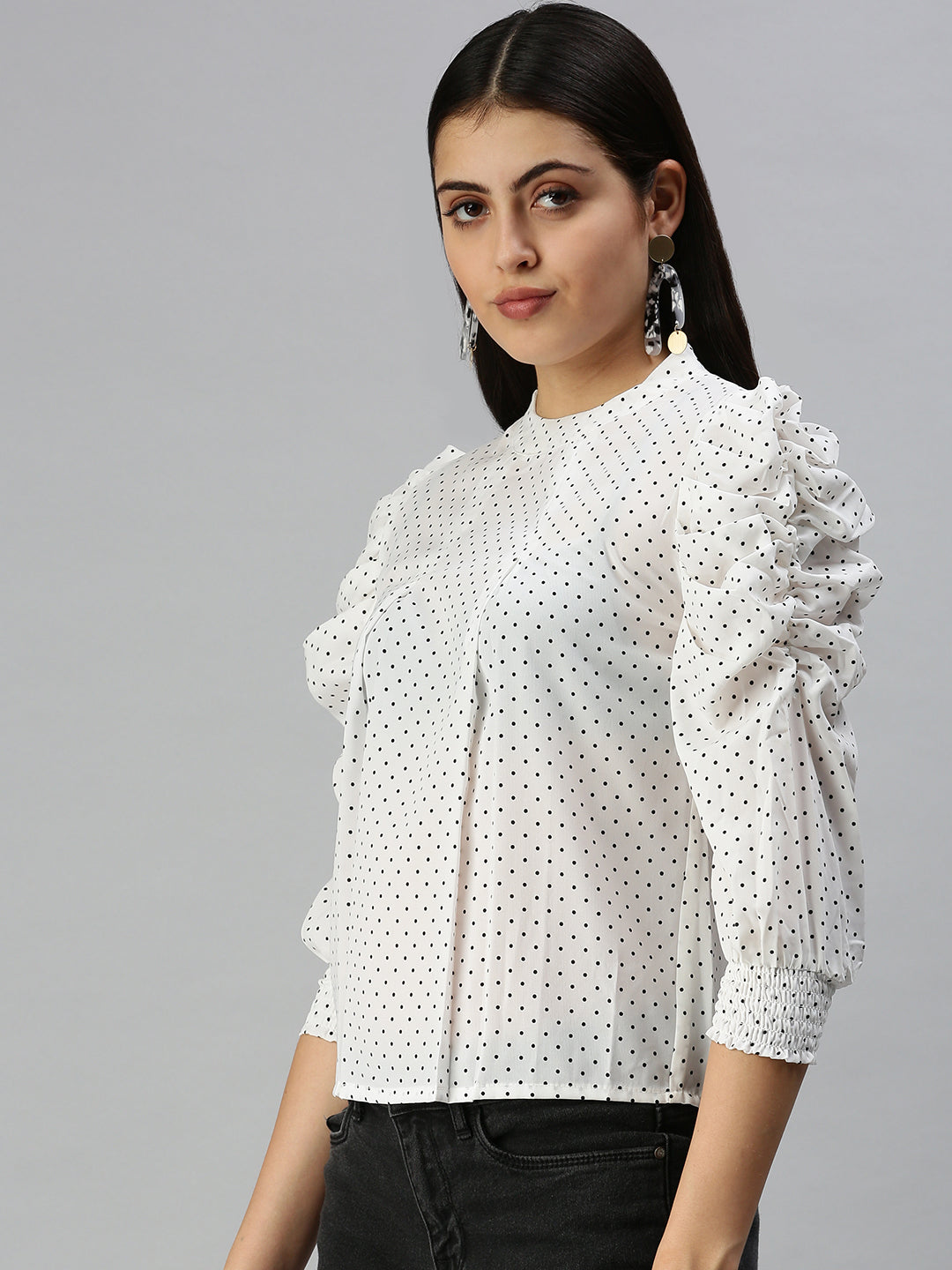 Women White Printed Boxy Top