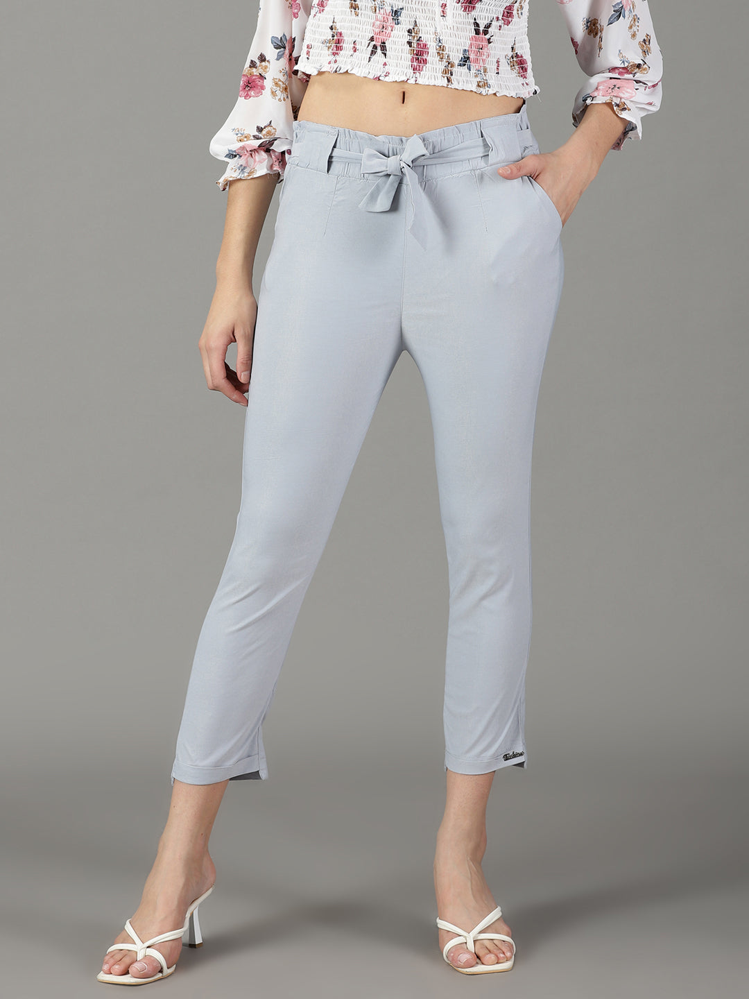 Women's Blue Solid Trouser