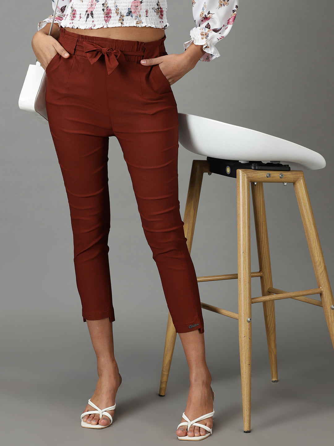 Women's Rust Solid Trouser