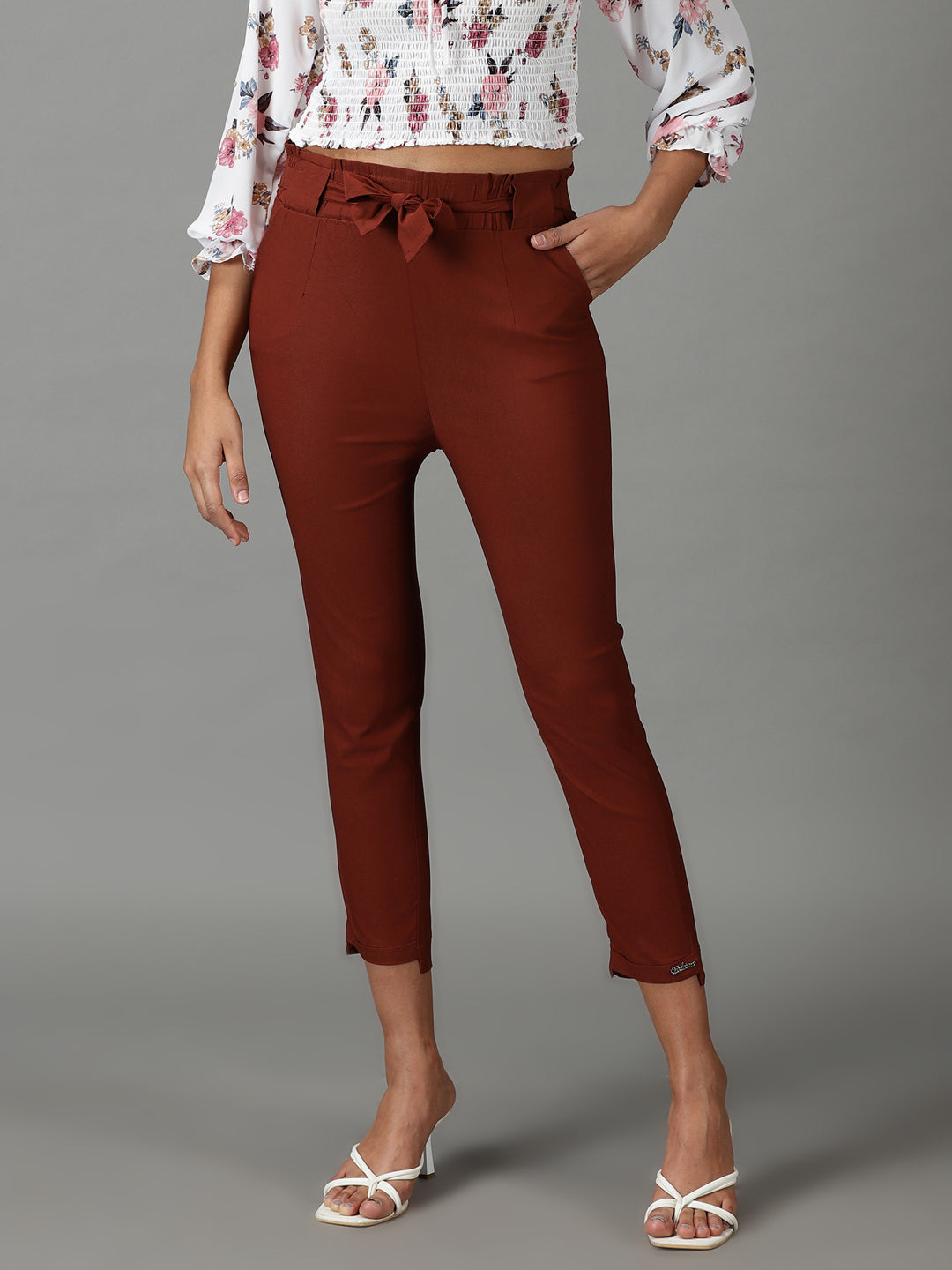 Women's Rust Solid Trouser