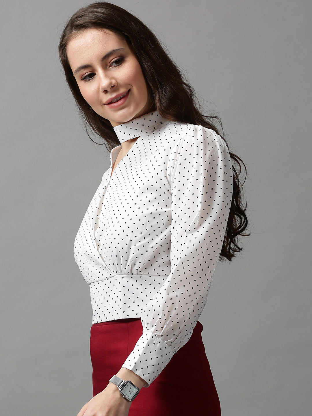 Women's White Printed Top