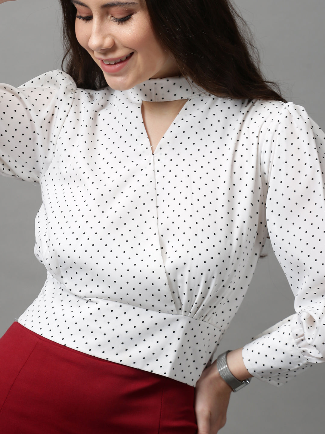 Women's White Printed Top