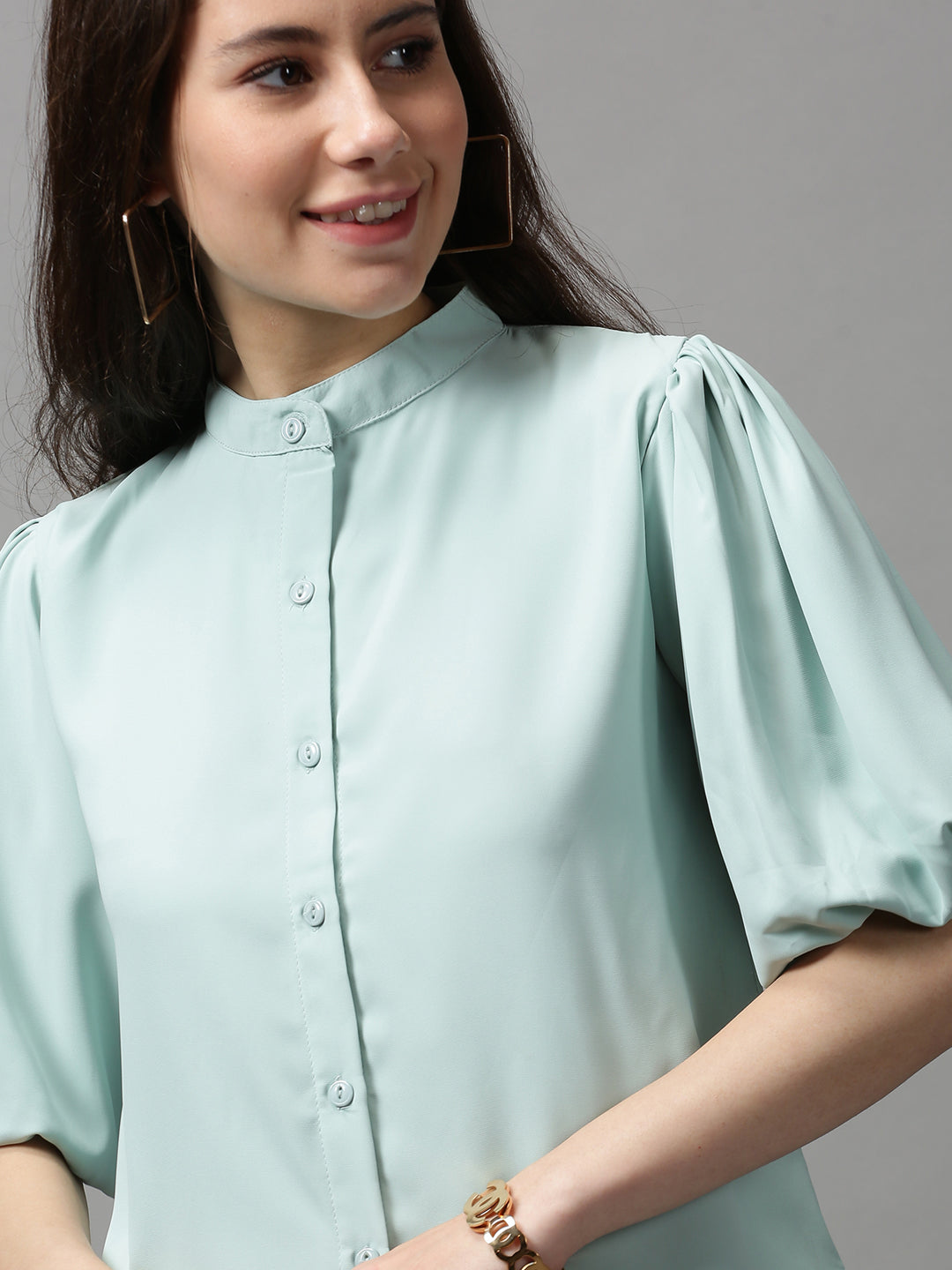 Women's Green Solid Top