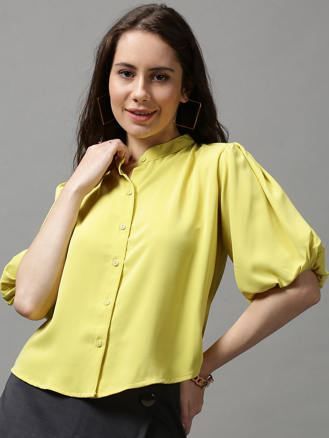 Women's Yellow Solid Top