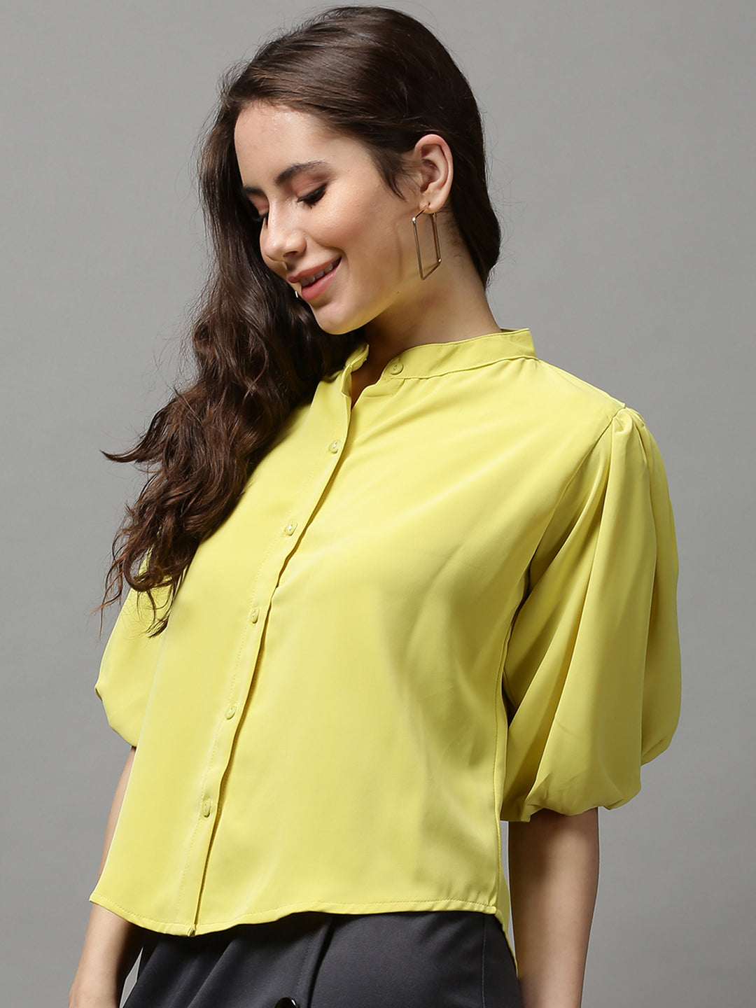 Women's Yellow Solid Top