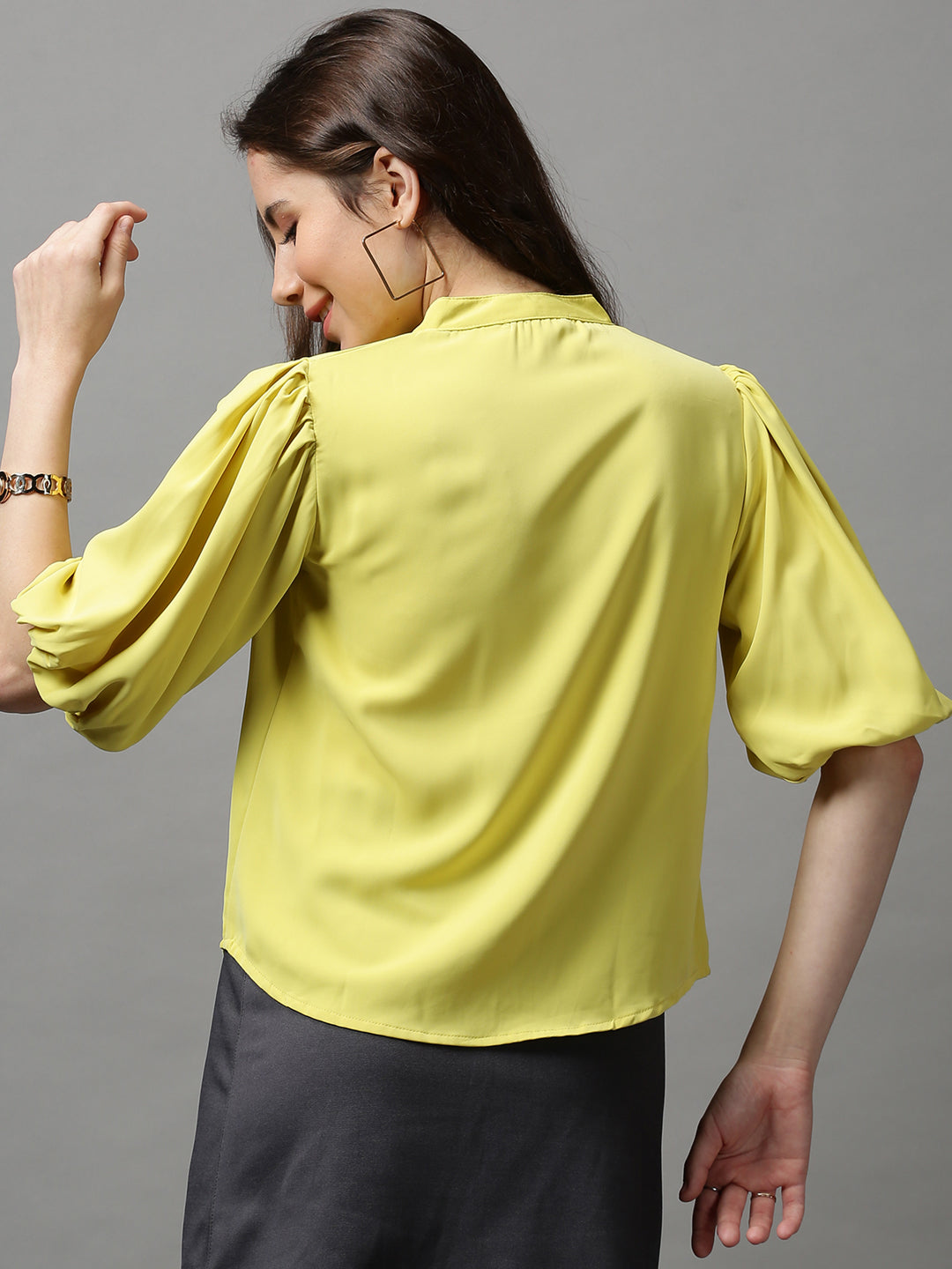 Women's Yellow Solid Top