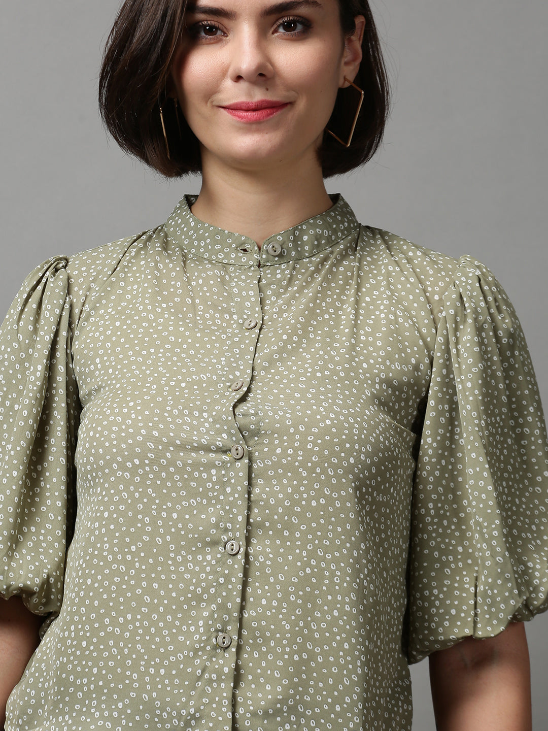 Women's Green Printed Top