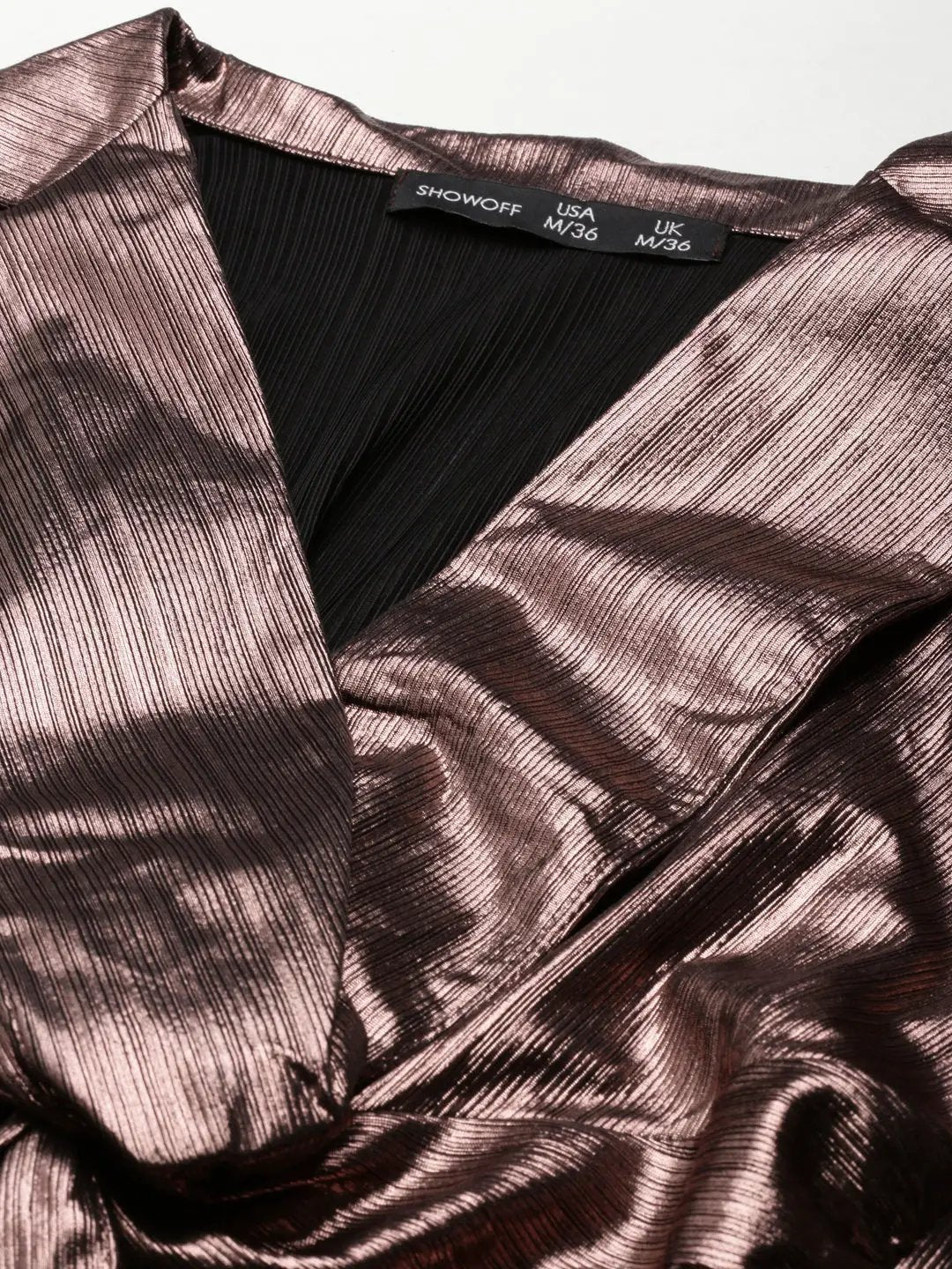 Women's Metallic Embellished Shirt Style Crop Top