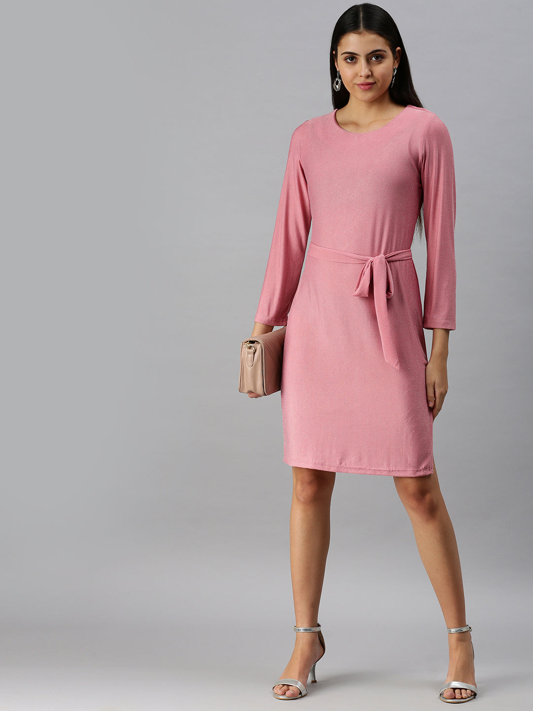 Women Pink Embellished Sheath Dress