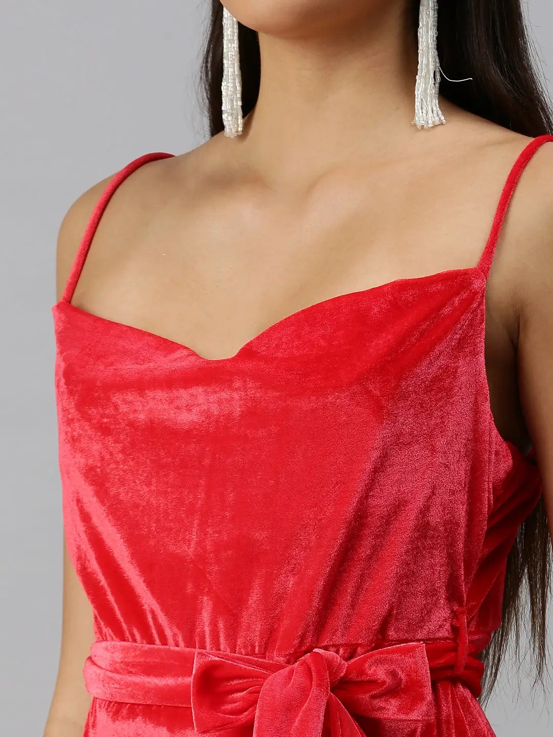 zara red velvet dress Shop Women's Red Solid Velvet A-Line Midi Dress| Showoffff