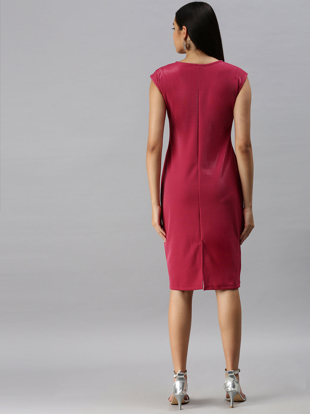 Women Pink Solid A-Line Dress