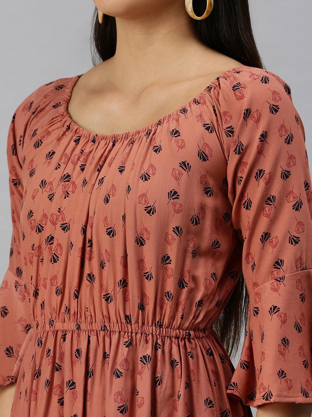 Women Brown Printed A-Line Dress