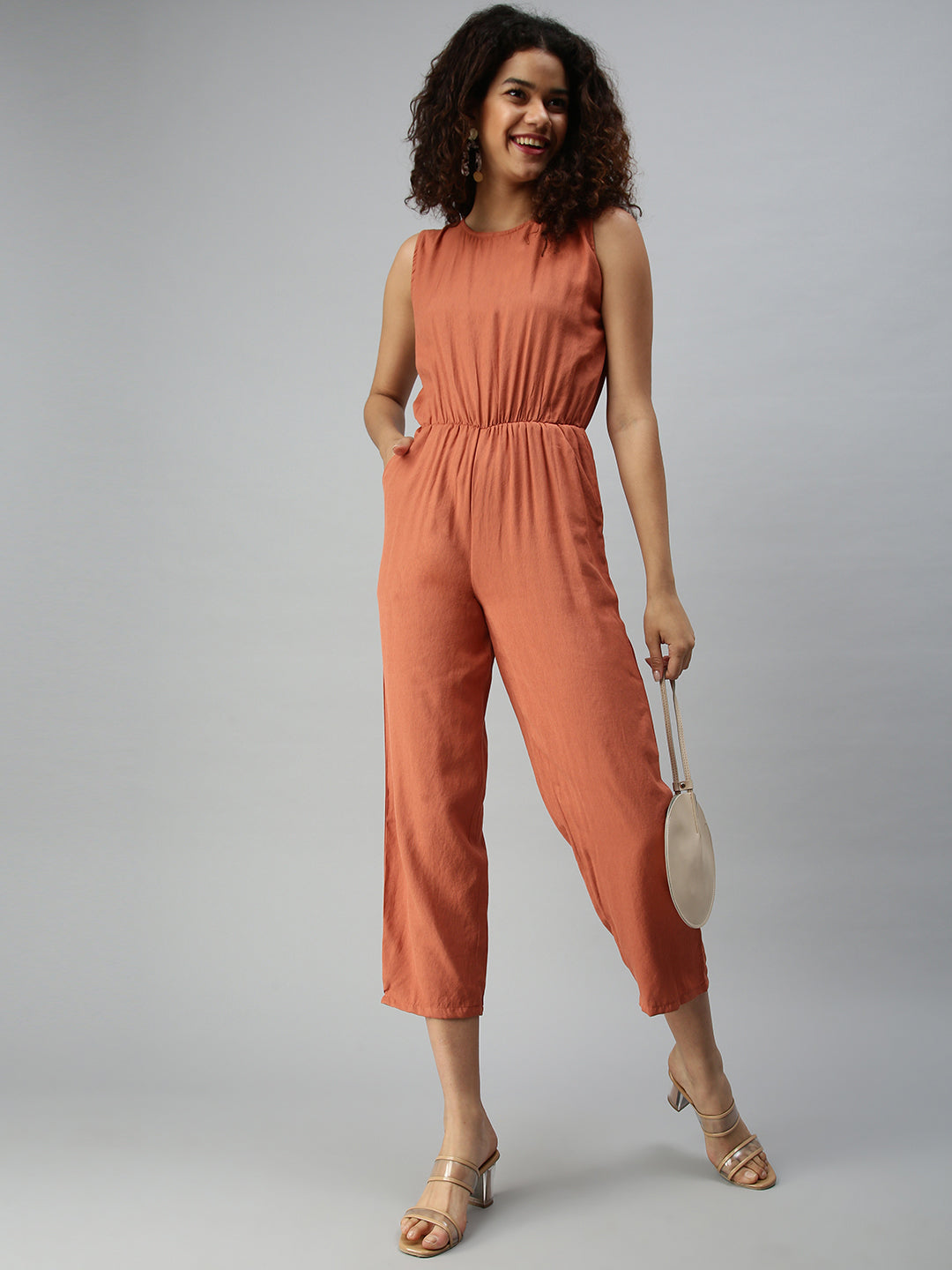 Women's Brown Basic Jumpsuit