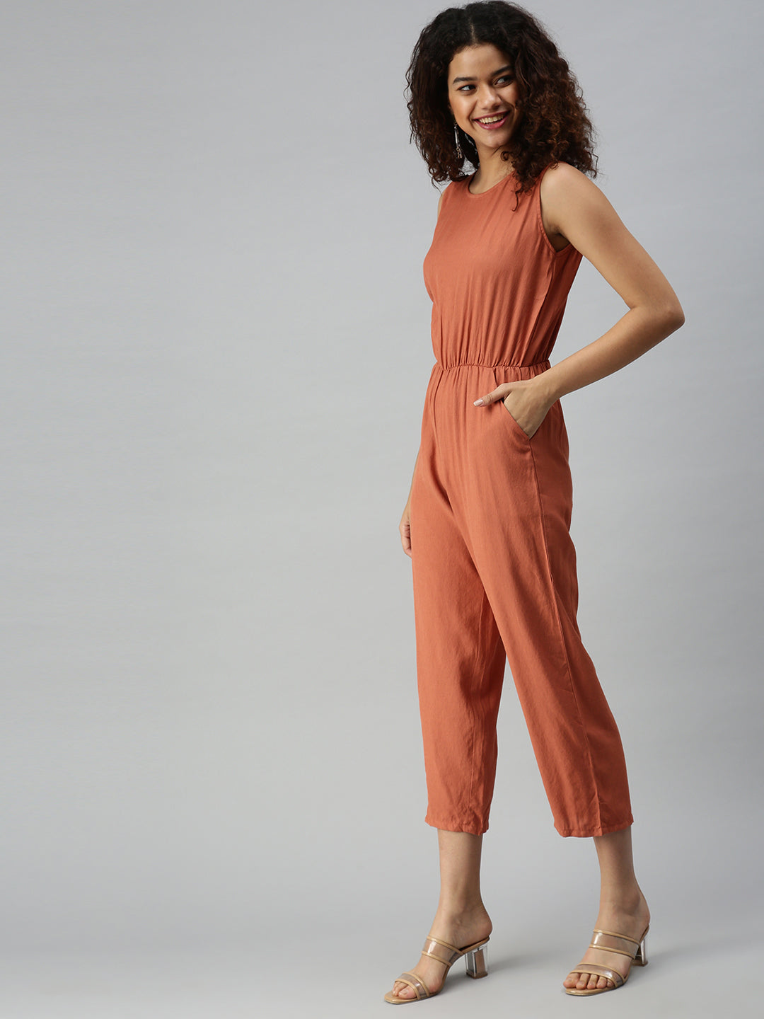 Women's Brown Basic Jumpsuit