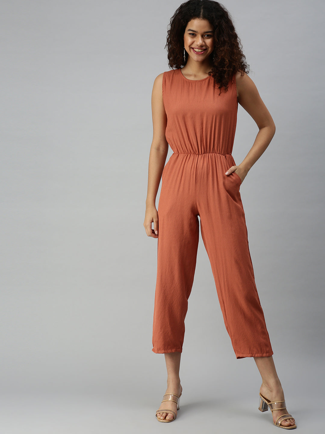 Women's Brown Basic Jumpsuit