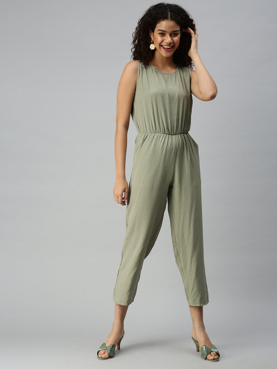 Women's Olive Basic Jumpsuit