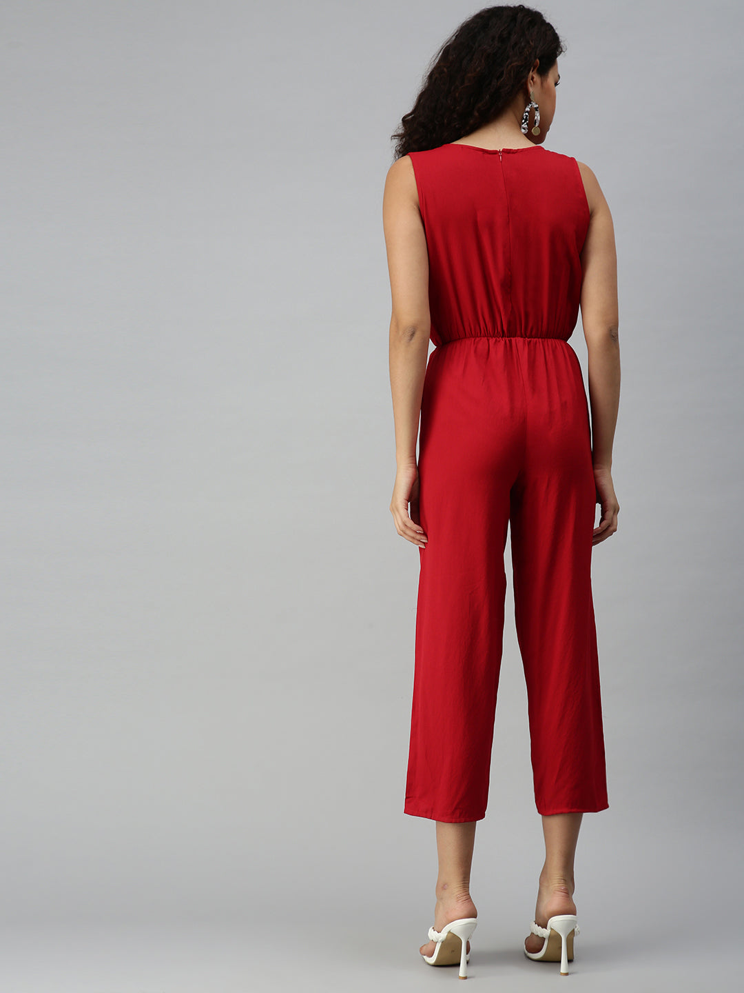 Women's Red Basic Jumpsuit