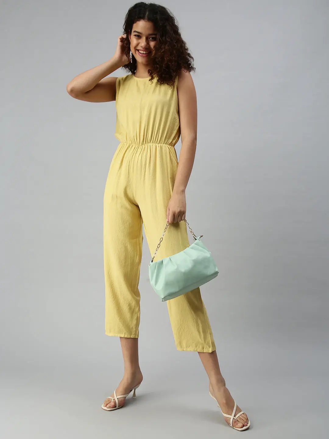 Women's Olive Solid Jumpsuit
