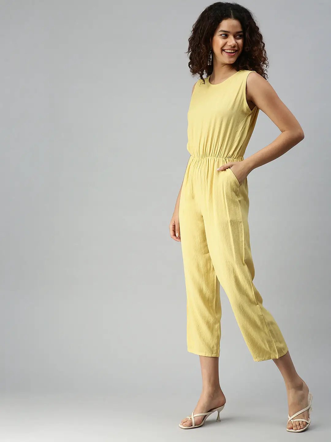 Women's Olive Solid Jumpsuit