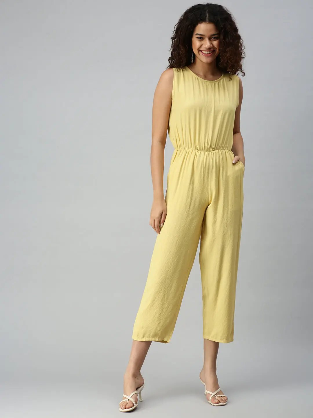 Women's Olive Solid Jumpsuit