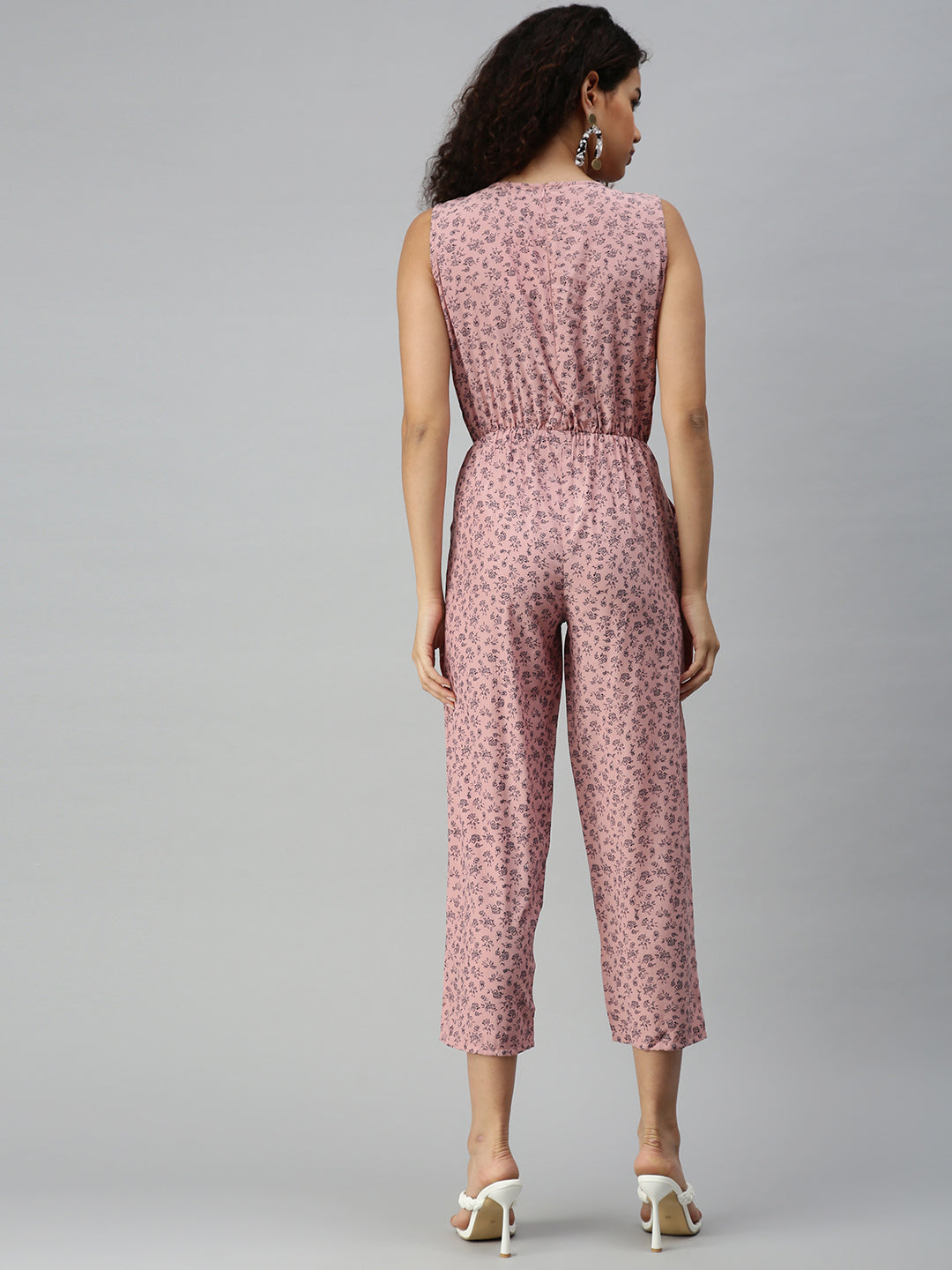 Women's Mauve Printed Basic Jumpsuit