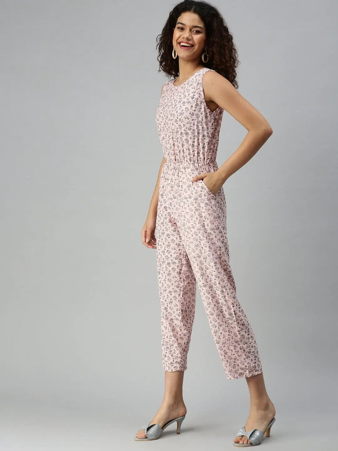 Women's Pink Geometrical Jumpsuit