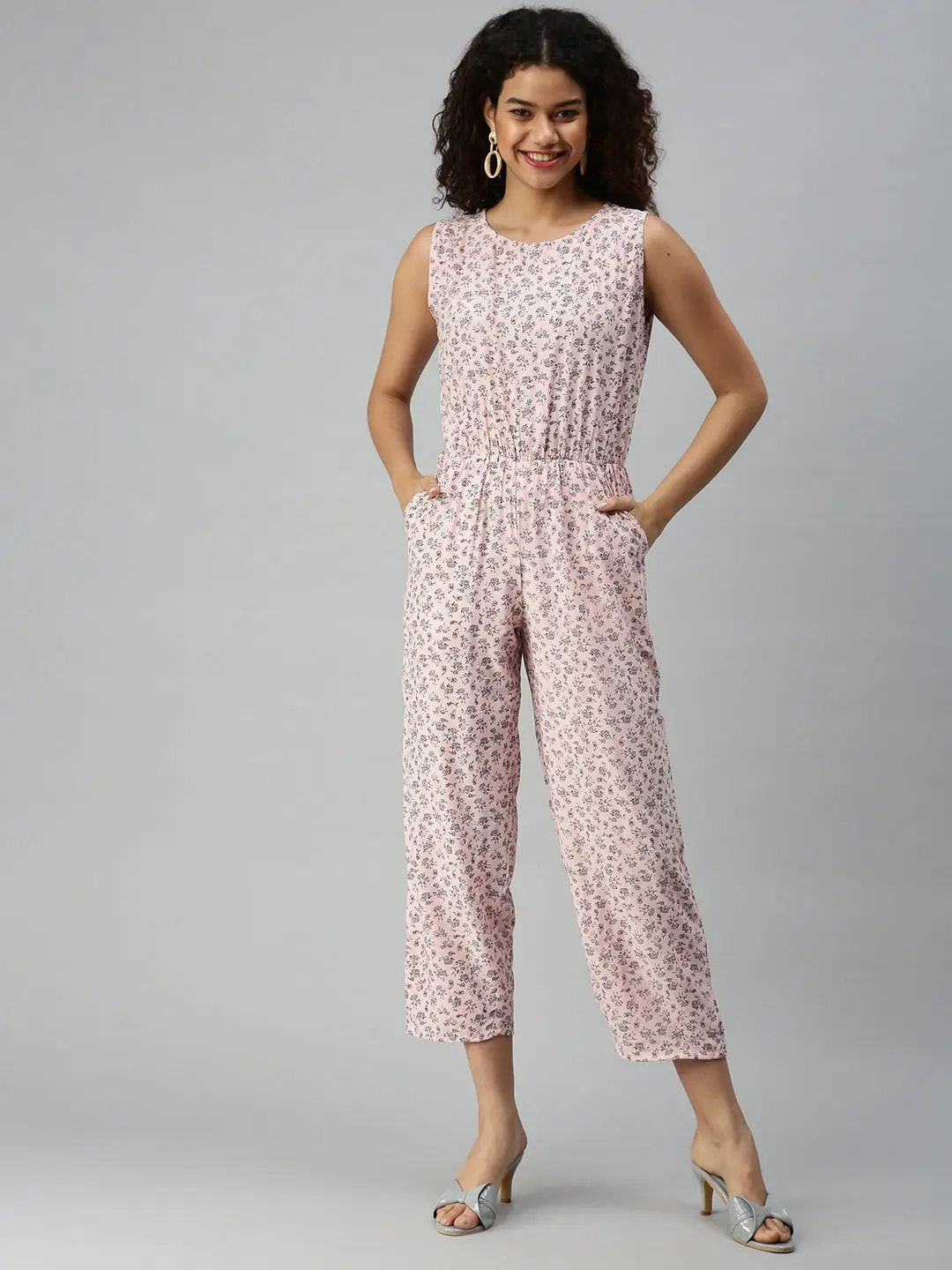 Women's Pink Geometrical Jumpsuit